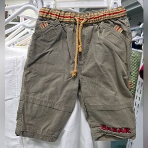 Kids' Olive Shorts with Striped Waistband